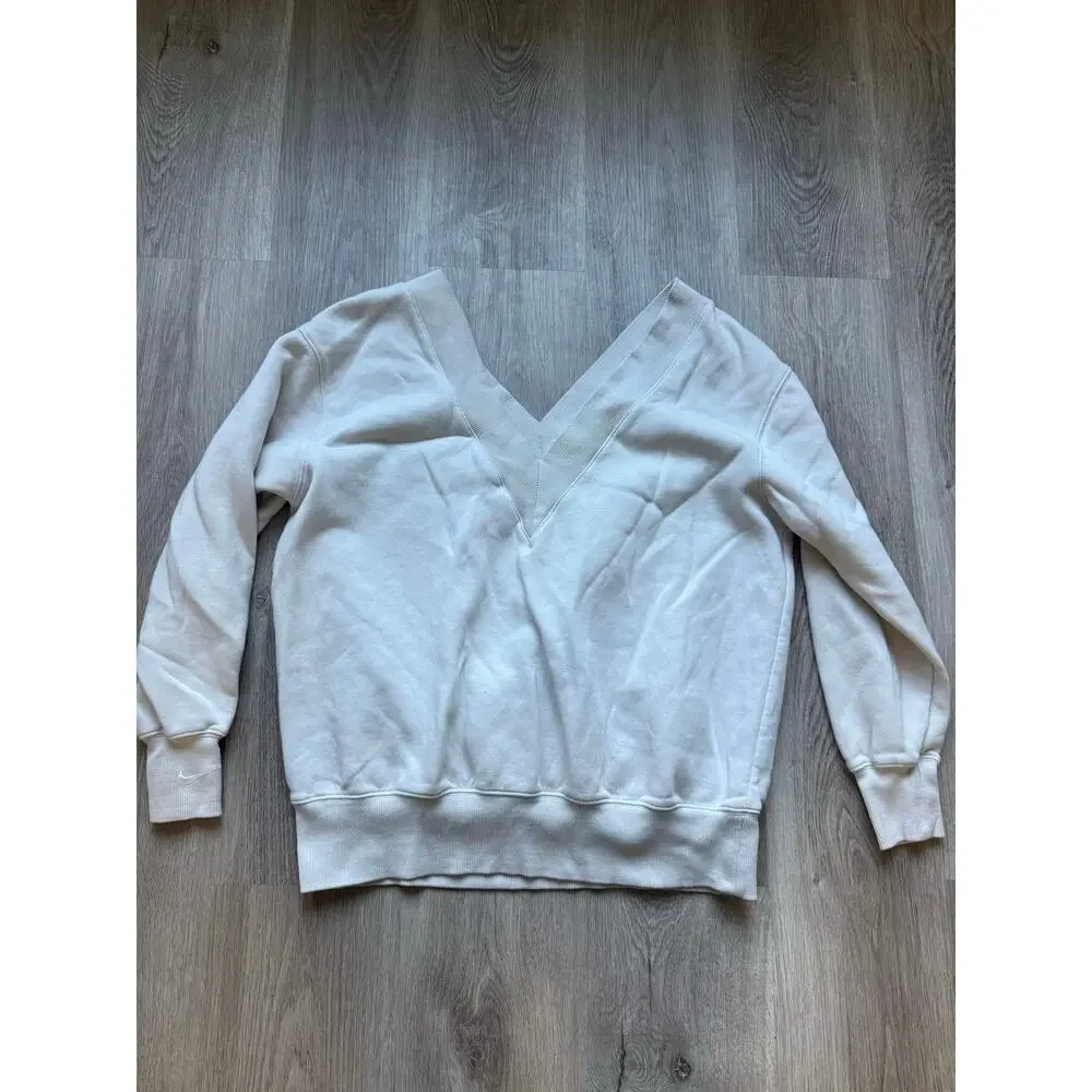 Nike Phoenix oversized Women's sweatshirt, cream, size medium, double v neck